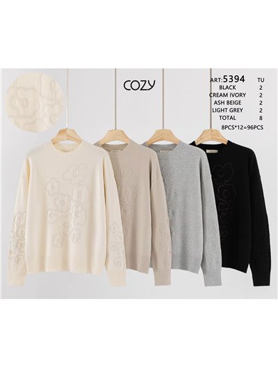 Jersey flores bordadas en relieve 2