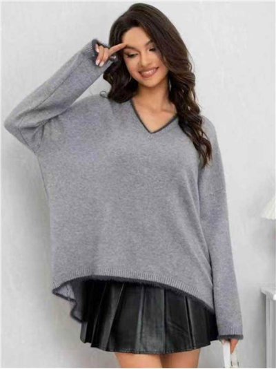 Jersey oversize ribetes contraste cuello pico