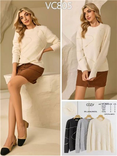 Jersey con perlas en relieve 2