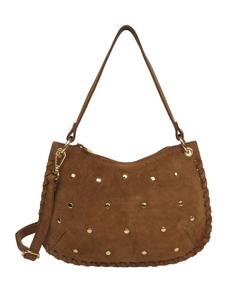 Bolso de mano piel serraje con tachas