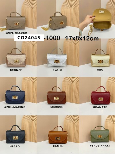 Kleine Ledertasche mit Metallverschluss - AB-CO25054