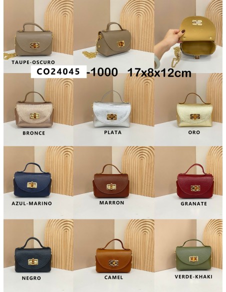 Mini borsa a mano in pelle con chiusura metallica - AB-CO25054