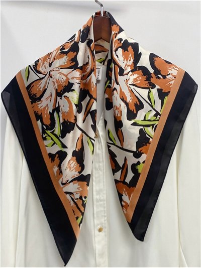 Pañuelo pequeño floral efecto seda