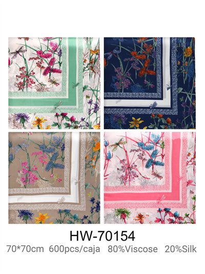 Pañuelo pequeño flores efecto seda 2