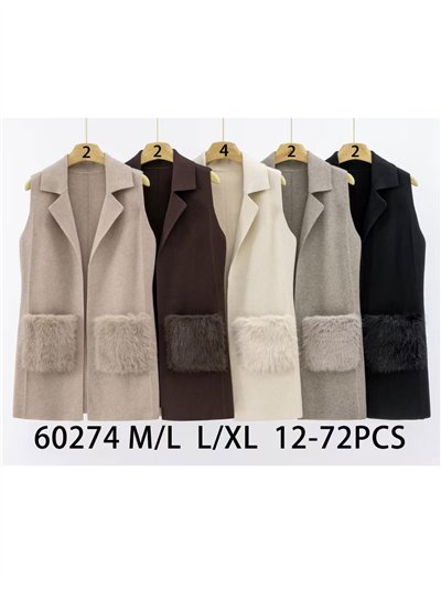 Chaleco punto bolsillos con pelo 2