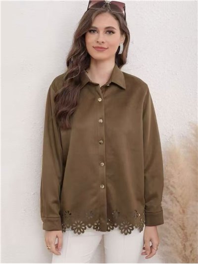 Camisa calada efecto ante