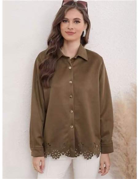 Camisa calada efecto ante