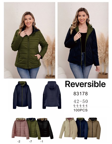 Chaqueta acolchada reversible capucha