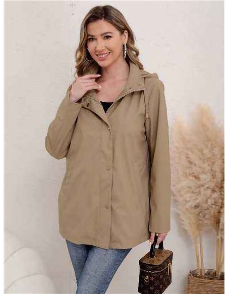 Parka efecto engomada capucha