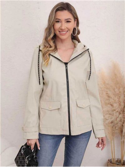 Parka efecto engomada capucha