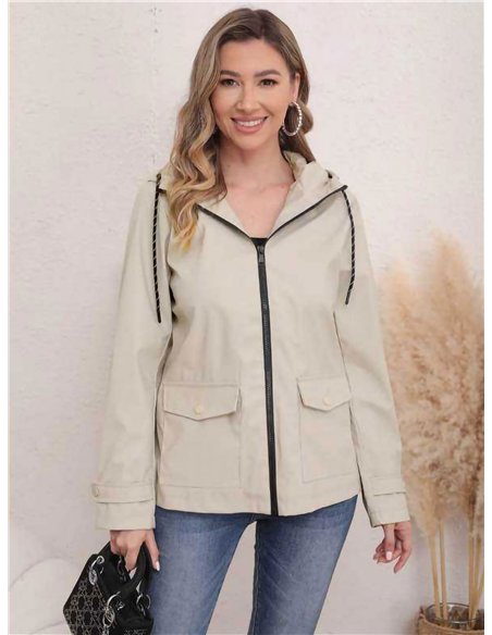 Parka efecto engomada capucha