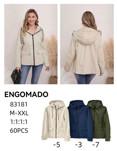 Parka efecto engomada capucha