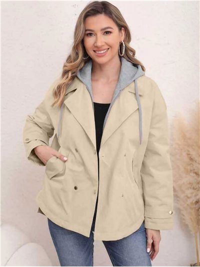 Trench acolchado botones capucha