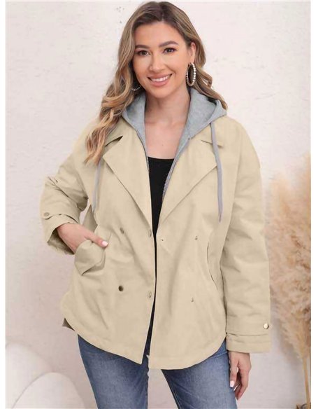 Trench acolchado botones capucha