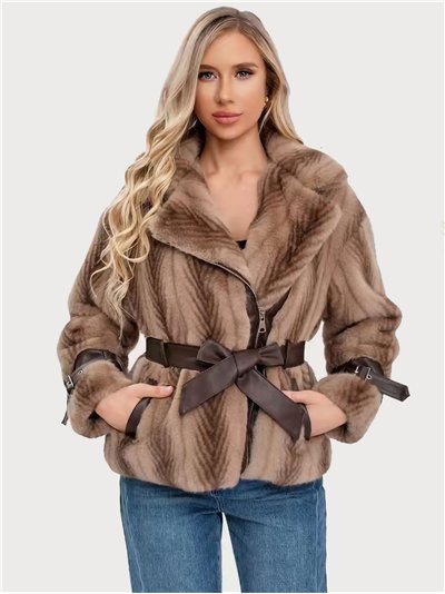 Abrigo biker pelo cinturón 