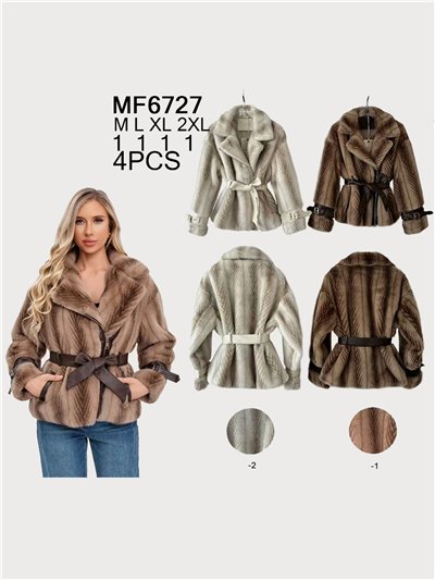 Abrigo biker pelo cinturón  2