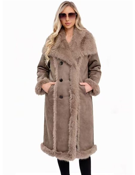 Abrigo largo efecto ante pelo