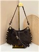 Bolso de hombro piel serraje tachas