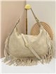 Bolso hobo piel serraje con flecos