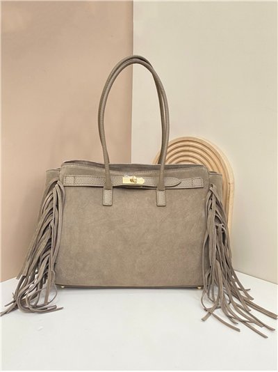 Bolso tote piel serraje con flecos laterales 2