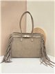 Bolso tote piel serraje con flecos laterales