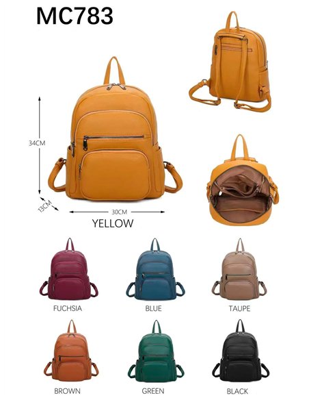 Mochila polipiel multi‑bolsillos