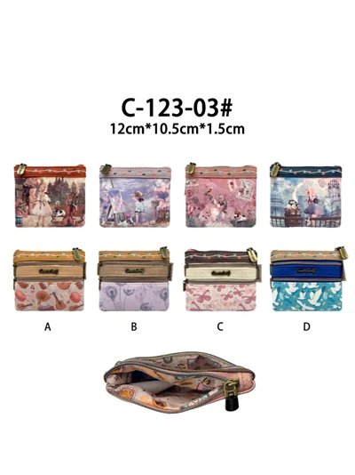 Monedero tarjetero estampado doble cremallera