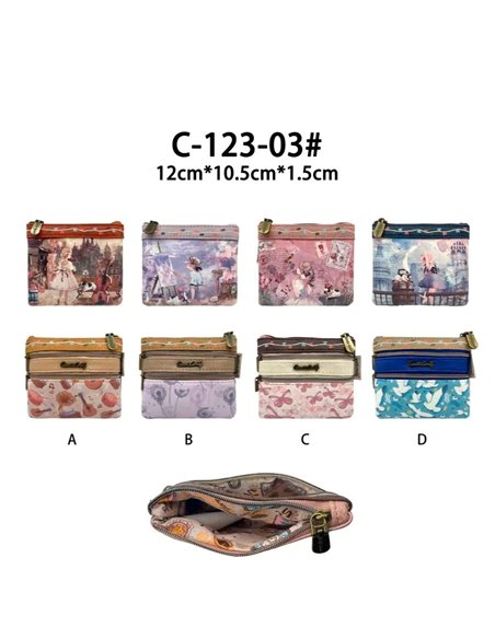 Monedero tarjetero estampado doble cremallera