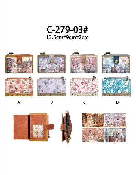 Monedero tarjetero estampado