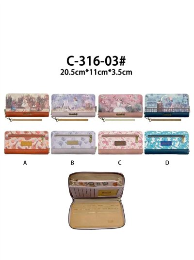 Cartera grande estampada con cremallera