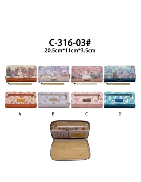 Cartera grande estampada con cremallera