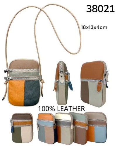 Bolso porta móvil patchwork de piel