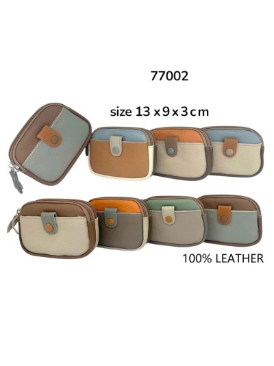 Monedero patchwork de piel con botón