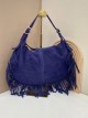 Bolso hobo piel serraje con flecos