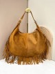 Bolso hobo piel serraje con flecos