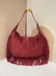 Bolso hobo piel serraje con flecos