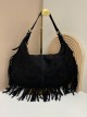 Bolso hobo piel serraje con flecos