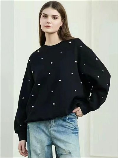 Sudadera afelpada con perlas
