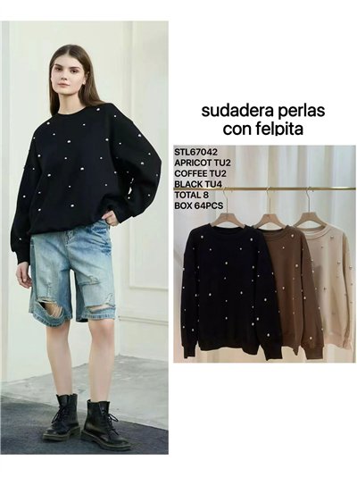 Sudadera afelpada con perlas 2