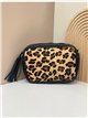 Bandolera piel pelo animal print borlas