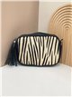 Bandolera piel pelo animal print borlas