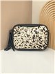 Bandolera piel pelo animal print borlas
