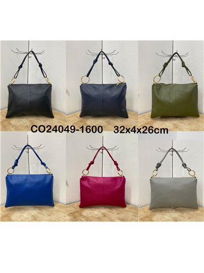 Bolso tote minimal piel detalle aros