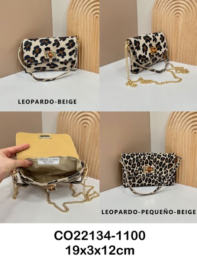 Mini bolso bandolera serraje animal print detalle metálico