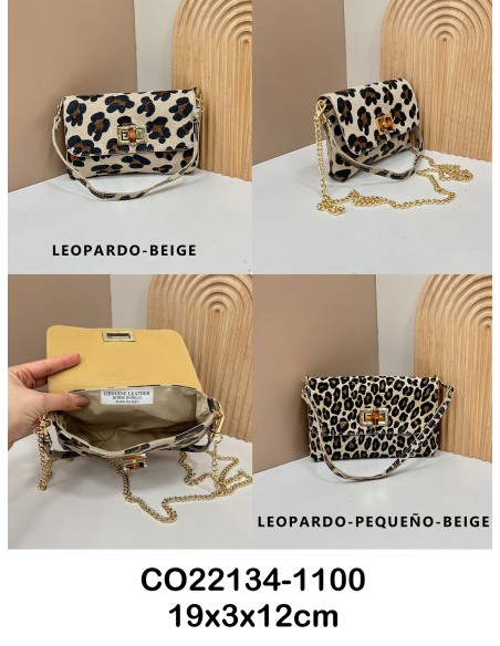 Mini bolso bandolera serraje animal print detalle metálico