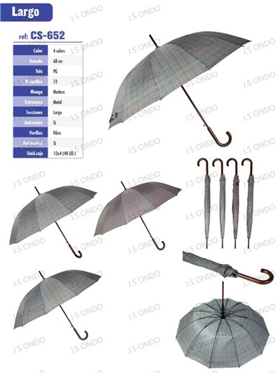 Paraguas largo automático microcuadro mango madera