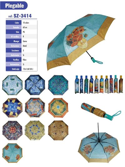 Paraguas plegable automático cuadros famosos