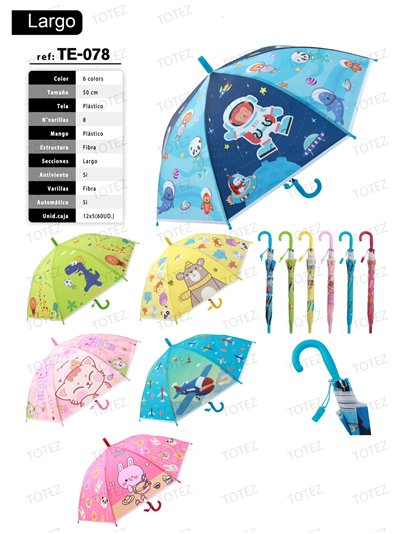 Paraguas largo infantil automático aventuras