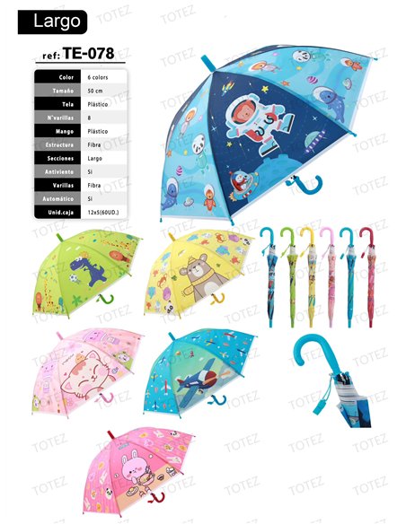 Paraguas largo infantil automático aventuras