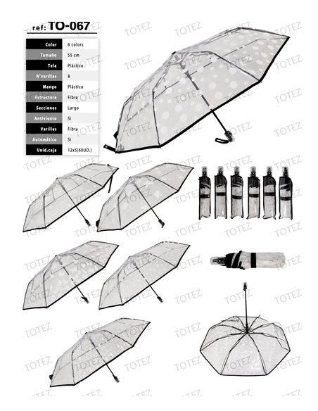 Paraguas plegable automático transparente estampado